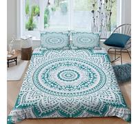 Easy Care 3D Microfiber Mandala design Bed Quilt Cover All Season Bedding Set with Pillow Shams Boho decorative pattern Duvet Cover Breathable Machine Washable for Teens Adults Double（200x200cm）