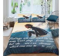 Easy Care 3D Microfiber Surfing man Duvet Cover Breathable Bedding Sets with Pillowcases Ocean adventure style Bed Quilt Cover All Season Soft Machine Washable for Home Decoration Double（200x200cm）