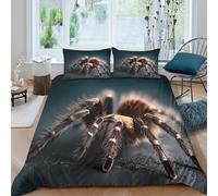 Easy Care 3D Microfiber Tarantula Spider Quilt Cover Breathable Bedding Set with Pillowcases Nature Wildlife Bedding Quilt Cover All Season Machine Washable for Kids Teens Adults Double（200x200cm）