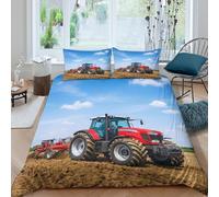 Easy Care 3D Print Microfiber Agricultural Tractor Bed Quilt Cover Breathable Bedding Set with Pillow Shams Modern Farming Duvet Cover Set All Season Washable for Home Decor Super king（260x220cm）