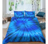 Easy Care 3D Print Microfiber blue spiral pattern Bed Quilt Cover Breathable Bedding Set with Pillow Shams abstract tie-dye Duvet Cover Set All Season Machine Washable for Home Decor King（220x240cm）