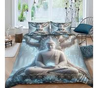 Easy Care 3D Print Microfiber Buddha meditation Bedding Quilt Cover Breathable Bedding Set w/Pillow Shams spiritual serene art Quilt Cover Set All Season for Home Decor Super king（260x220cm）