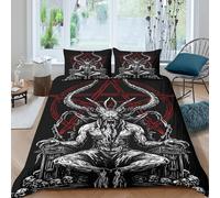 Easy Care 3D Print Microfiber devil illustration Bed Quilt Cover Breathable Bedding Set with Pillow Shams gothic horror art Duvet Cover Set All Season for Home Decor Double（200x200cm）