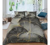 Easy Care 3D Print Microfiber Ginkgo leaves Bedding Quilt Cover Breathable Bedding Set with Pillow Shams Modern botanical art_ Quilt Cover Set All Season Washable for Home Decor Single（135x200cm）