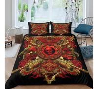 Easy Care 3D Print Microfiber war-themed-art Duvet Cover All Season Bedding Sets with Matching Pillowcase fantasy-gothic-style Quilt Cover Set Easy Care, Washable for Home Decor Single（140x200cm）