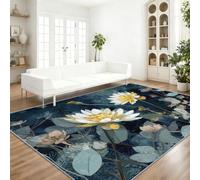 Easy Care Abstract Soft Rug, Non Slip Backing Carpet 80 x 150 cm | Low Pile Washable Multicoloured Minimalist Botanical Flowers Leaves Area Rugs for Living Room Bedroom