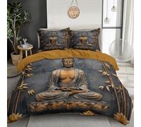 Easy Care Classical Art Style Duvet Cover Set Bamboo Lotus Pattern Polyester Breathable Reversible Quilted Bedding Bed Sets With Pillowcases Duvet Set, Gold Super king
