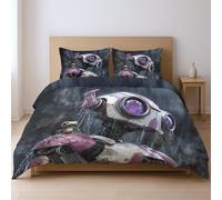 Easy-Care Decoration Duvet Cover, Science fiction robots lizards aliens, Microfiber Bedding Set Design for Teens Boys Girls Bedroom, Purple, Double200x200cm(79"x79")+2 50x75cm(20"x30")