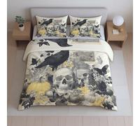 Easy Care fade resistant Bedding Quilt Cover Set Duvet Cover Sets black Skull Crow Pumpkin Double Perfect for Bedroom & Guestroom