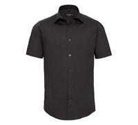 Easy-Care Fitted Short-Sleeved Shirt Russell Collection Black 18.5 in