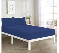 Easy Care NON IRON 4FT SMALL DOUBLE Fitted Sheet Polycotton Bed Mattress Cover & PILLOW PAIR (Royal Blue 4FT)