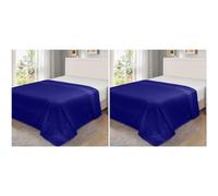 Easy Care Percale Flat Sheets Double- Shrinkage And Fade Resistant Bedsheet- Non Iron Bedding Polycotton Fabric Sheet- Royal Blue (Pack of 2)