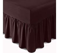 Easy Care Plain Dyed Polycotton Valance Sheet Super Soft Shrinkage Fade Resistant Frilled Valance Bed Skirts Extra Deep Fitted Valance Bed Sheets (Chocolate, Single)