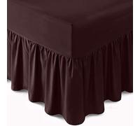 Easy Care Plain Dyed Polycotton Valance Sheet Super Soft Shrinkage Fade Resistant Frilled Valance Bed Skirts Extra Deep Fitted Valance Bed Sheets (Chocolate, Super King)