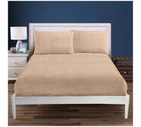 Easy Care Plain King Size Bed Sheets, 100% Polyester Fluffy Teddy Fitted Sheet, Luxury Bed Sheet, Super Soft Snuggly Bedding, Cosy Thermal Bed Warmer Fleece Bottom Sheet, Mink