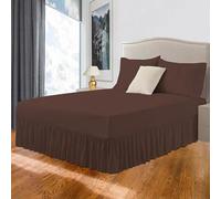 Easy Care Plain Polycotton Fitted Valance Sheet Deep Drop - Super Soft Non-Iron Fade Resistant Bed Skirt (CHOCOLATE DO)