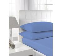 Easy Care Polycotton Madison Blue Double Flat Sheet by Textiles Direct