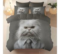 Easy Care Printed Duvet Cover Set - Fantasy Animal Cat Shirt Bedding Set 3 Pieces, Breathable Stylish Soft Microfiber Duvet Set With Pillowcases For Bed, Grey Duvet Cover 260 X 220 cm