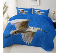 Easy Care Reversible Pattern Printed Duvet Cover, Animal Photography Sky Bird Theme Duvet Cover 230 x 220 cm With 2 Pillow Cases, Comfortable breathable and machine washable Bedding, Blue