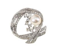 Easy Clasp Alloy Rhinestones Pearls Brooch for Formal Occasions Casual Outfits Stylish Accessory Gift Elegant Pearls Embellished Brooch