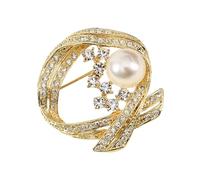 Easy Clasp Alloy Rhinestones Pearls Brooch For Formal Occasions Casual Outfits Stylish Accessory Gift Elegant Pearls Embellished Brooch