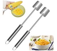 Easy Clean Corn Cob Peeler, 2025 New Corn Peeler for Corn on The Cob, Corn Cob Stripper, Long Handle Stainless Steel Corn Stripping Tool for Home Kitchen, Restaurant Chefs (2pcs A)