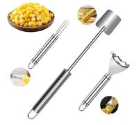 Easy Clean Corn Cob Peeler, 2025 New Corn Peeler for Corn on The Cob, Corn Cob Stripper, Long Handle Stainless Steel Corn Stripping Tool for Home Kitchen, Restaurant Chefs (A+C+D)