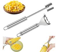 Easy Clean Corn Cob Peeler, 2025 New Corn Peeler for Corn on The Cob, Corn Cob Stripper, Long Handle Stainless Steel Corn Stripping Tool for Home Kitchen, Restaurant Chefs (A+C)