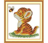 Easy Cross Stitch Embroidery Kit, 11ct, 40x50cm, Tiger Bee Design, Pre-Printed, DIY Wall Art