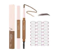 Easy Draw Eyebrow Pencil Auburn for Precise Definition & Blending - Dual-Ended Fine Tip & Spoolie Brush with Natural Finish & Reusable Stencils, Ideal for Auburn & Medium-Brown Hair, Long-Lasting