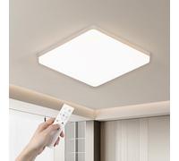 EASY EAGLE Dimmable LED Ceiling Light, 3000K-6500K Waterproof Ceiling Light 48W 4800LM with Remote Control, Indoor Ceiling Lighting for Living Room, Bedroom, Kitchen, Bathroom, Diameter 30 cm