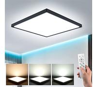 EASY EAGLE LED Ceiling Lights for Bedroom, 36W 3240LM Dimmable Ceiling Light with Remote Control, 3000K-6500K Square Flush Ceiling Lamp for Living Room, Bedroom, Kitchen, Bathroom, Black, 30CM