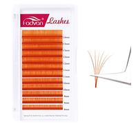 Easy Fan Color Volume Eyelash Extensions Orange 0.07mm D Curl 8-14mm FADVAN Color Lashes Individual Lashes Extensions 3D 4D 5D 6D 8D 10D Russian Self Fanning Volume Eyelash (Orange 0.07-D, 8-14mm)