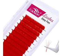 Easy Fan Color Volume Eyelash Extensions Red 0.07mm D Curl 8-14mm FADVAN Color Lashes Individual Lashes Extensions 3D 4D 5D 6D 8D 10D Russian Self Fanning Volume Eyelash (Red 0.07-D, 8-14mm)