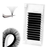 Easy Fan Lash Extensions 0.07 Thickness Eyelash Extension CC Curl 16mm Length Soft Matte Black Volume Eyelashes Auto Blooming Lash Extension Professional Supplies for Lash Techs(0.07CC, 16mm)