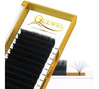 Easy Fan Lashes 0.05D Curl 14mm QUEWEL Easy Fan Russian Lashes 2D-20D Volume Lash Extensions Self Fanning Eyelash Extensions Volume Automatic Blooming (0.05D 14mm)