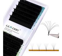 Easy Fan Russian Lash Extensions 0.05mm 13mm D curl Russian Volume Noir Lash Tray Automatic Blooming Self Fanning Lashes 3D 4D 5D 6D 8D Long Individual Volume Lashes Gemerry Lash(0.05-d curl-13mm)