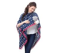 Easy Feed Maternity Nursing Cover Scarf For Baby Breastfeeding Multi Use Poncho Style Elegant Breathable Apron Made By Cotton Blend Material Great Gift For Pre & Post Pregnancy (Blue White), 1 Count