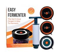 Easy Fermenter Fermentation Kit, Includes 3 Fermenting Lids for Wide Mouth Mason Jars & Oxygen Extractor Pump, Mason Jar Airlock Lid For Fermenting Kimchi, Pickle, & Sauerkraut