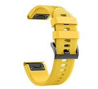 Easy Fit 26mm Silicone Watch Strap Replacement Compatible with Fenix 7X 6X 5X Band, Garmin Fenix 5X Fenix 6X Fenix 7X Descent Mk2 Smartwatches Fenix 5X Plus/Fenix 3/Fenix 3 HR, yellow