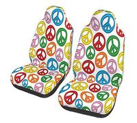 Easy Fit Car Seat Covers Rainbow Color Peace Signs Cars Front Seat Covers Scratch Proof Car Accessories For Truck, Sedans, Suv, 52X138Cm
