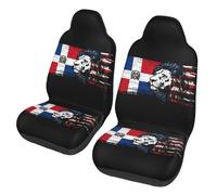 Easy Fit Cars Front Seat Covers America And Dominican Republic Dominicans Republic Flag Combine Lion Cars Seats Protector Elasticated Car Accessories For Suv, Truck, Lorry, 52X138Cm