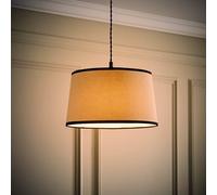 Easy Fit Lampshade Ceiling Tapered Light Shade Linen Fabric Pendant Black Trim