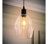 ValueLights | Cheltenham Clear Ribbed Glass Dome Easy Fit Lamp Shade | Shades, Home Décor & Improvement Essential