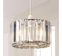 HARPER LIVING Easy Fit Pendant Shade, Chrome Ceiling Light Shade with Diameter 23cm - Modern Lampshade for Bedroom, Kitchen, Living Room