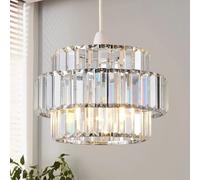 HARPER LIVING Easy Fit Pendant Shade, Chrome Ceiling Light Shade with Diameter 27cm - Modern Lampshade for Bedroom, Kitchen, Living Room