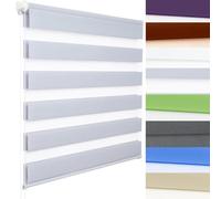Easy Fix Zebra Roller Blind 55 x 100 cm UV Protection Translucent Vision Curtains Easy to Use with Install Accessories for Bathroom, The Office, Light Grey