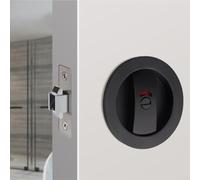 Easy for UNLOCK Pocket Door Lock, Modern Design, Secure Your Space, Red and Green Indication (Silver)