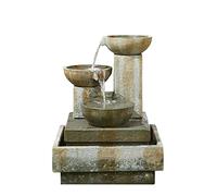 Easy Fountain Patina Bowls Water Fountain, Glassfibre Reinforced Concrete (GRC), Natural, One Size