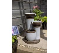 Easy Fountain Trio Pillars Grey Solar With Battery Backup Incl Leds - L 32 Cm X W 36 Cm X H 53 Cm